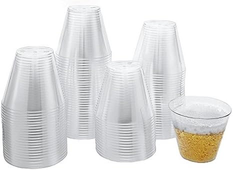 Xplosions 9 oz Clear Hard Plastic Party Cups, Disposable Plastic Tumblers [100 Pack]