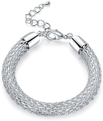 Women Fashion Charms Jewelry Plate With Silver Popular Geometry Cable Chain Bracelets