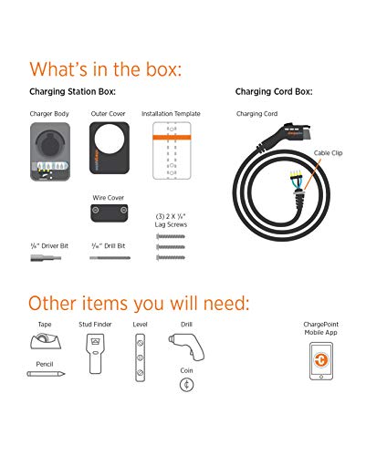 ChargePoint Home WiFi Enabled Electric Vehicle (EV) Charger - Level 2 240V, 32A Electric Car Charger for All EVs, UL Listed, ENERGY STAR Certified, Hardwired, 25 Ft Cable