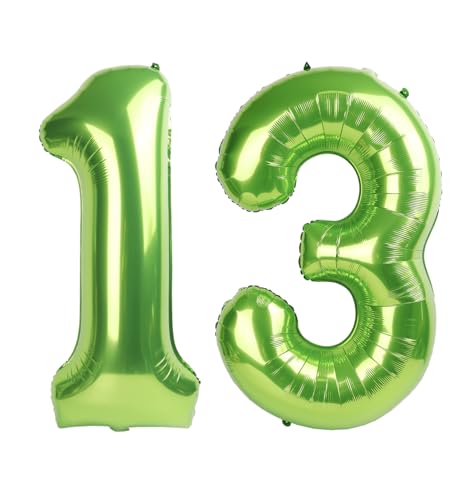 Light Green 40 Inch Number 13 Balloon Birthday Balloon, Number Balloons Birthday Party Events Decorations