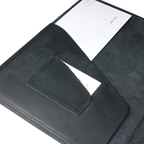 PEGAI Rustic Leather Portfolio/Legal Padfolio, Handcrafted Distressed Leather Pad Folio - Marshall | Charcoal Black