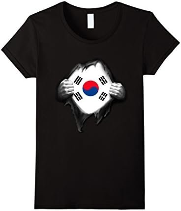 Women's South Korea Flag T Shirt. Proud South Korean Small Black