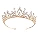 Santfe Bridal Wedding Prom Rhinestone Crystal Crown Hairband Headband Tiara Hair Jewelry for Womens Girls (style gold-1)