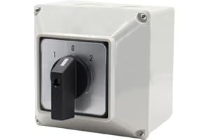 EDINSTRY 1Pcs Universal Changeover Selector Switch, with Waterproof Box, 3 Positions 12 Terminals, Power Transfer Switch, LW26-32/3 32A Motor Generators, Rotary Cam Selector