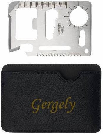 Multipurpose survival pocket tool with engraved holder with name: Gergely (first name/surname/nickname)