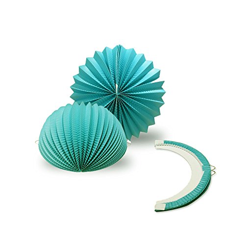 SUNBEAUTY Tissue Paper Pom Poms Paper Fans Honeycomb Balls Kit for Wedding Birthday Baby Shower Valentine Decoration 5 Pieces (Teal Blue)