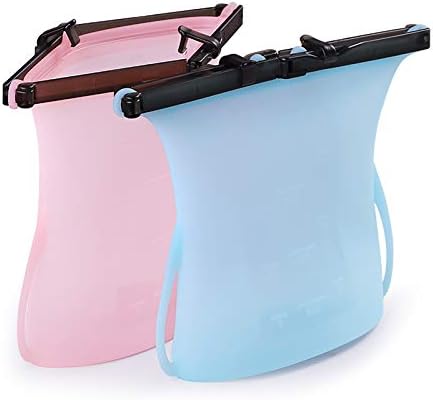 Reusable Silicone Food Storage Bags/Silicone containers for Sandwich & more -Leakproof and Completely Plastic-Free & Environment-Friendly/Freezer Dishwasher Safe lunch bag/Set of 2
