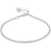 Vanbelle Sterling Silver Jewelry - Rhodium Plated 925 Stamp - Fancy Chain Anklet - Stylish Beautifully Designed Foot Jewelry - 9" long + 1" extender