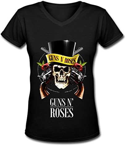 woman Guns N Roses logo V Neck T Shirt Black L