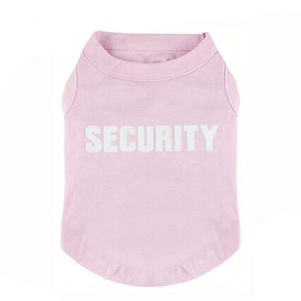 Dog Shirt Tee Shirts Puppy Summer Clothes Tank Top Vest SECURITY Sweat Shirt for Small dog Medium Cat (L, Pink)