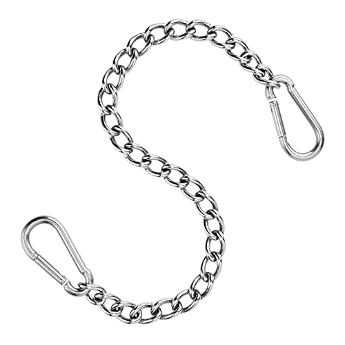 Awroutdoor Hanging Chair Chain, 66cm Stainless Steel Extension Chain with Two Carabiners, Heavy Duty Hanging Kits Hammock Chair Chain for Hammock, Sandbag, Hanging Chair, 250Kg Capacity