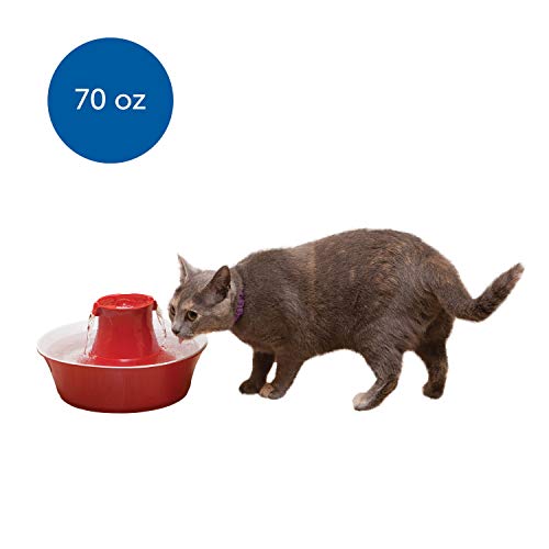 PetSafe Drinkwell Avalon Pet Water Fountain, Ceramic Drinking Fountain for Cats and Dogs, 70 oz. Water Capacity, Red