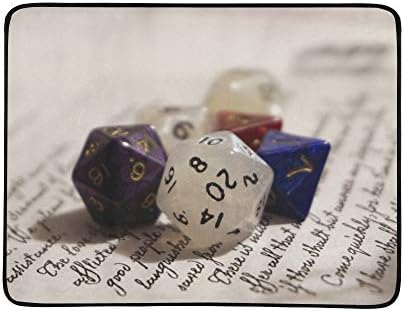 KAOROU Top View Of White Dice Pattern Portable And Foldable Blanket Mat 60x78 Inch Handy Mat For Camping Picnic Beach Indoor Outdoor Travel