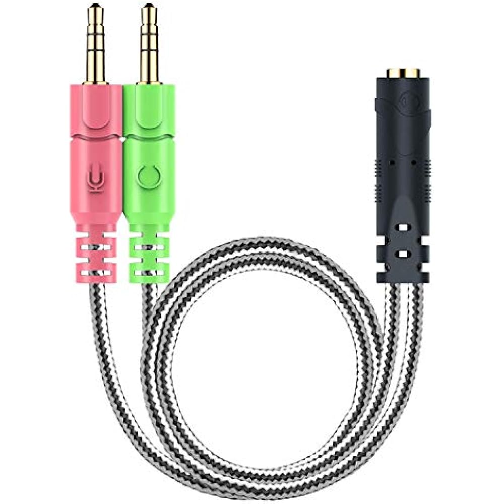 3.5mm Jack Adapter Y Splitter Audio Cable With Separate Microphone