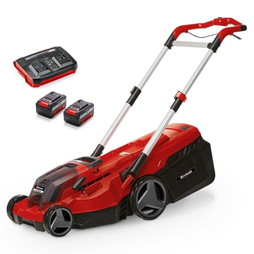 Einhell Akku-Rasenmäher RASARRO 36/38 Kit Power X-Change (36 V, 38 cm Schnittbreite, 450 m², Brushless, Mulchfunktion, 45L Fangkorb, inkl. 2X 4,0 Ah A