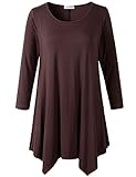 LARACE Lanmo Women Plus Size 3/4 Sleeve Tunic Tops Loose Basic Shirt (2X, Coffee)
