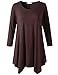Lanmo Women Plus Size 3/4 Sleeve Tunic Tops Loose Basic Shirt (2X, Coffee)