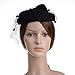 VBIGER Women's Fascinator Woolen Felt Pillbox Hat Cocktail Party Wedding Bow Veil (Black)
