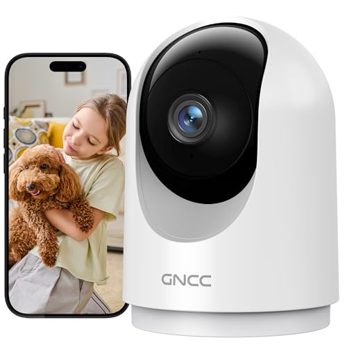 GNCC 2K Indoor Wi-Fi Camera 2.4/5GHz Night Vision (Pack of 1) | Camera for Dogs/Cats/Animals, SD/Cloud, Two-Way Audio, Motion Detection/Tracking, Alarm, 360°, Alexa