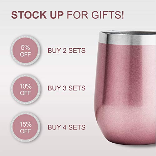 image for Carpe 12 oz Stemless Insulated Wine Glass Tumbler with Sliding Lid and