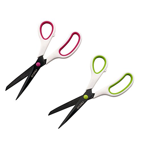 image for Office Scissors- QYZHLI 8 Inch Soft Comfort-Grip Handles & Titanium Sh