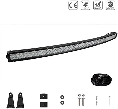 300W LED Light Bar, Alifa 52 inch Curved Light Bar Off-road Light Bar, Flood Spot Combo Beam Light Bar for Truck, Jeep, SUV, UTV, ATV, off-Road Vehicles, Boat-(Attached Wires and Switch)