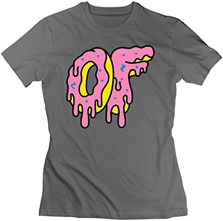 CHALZ Women's Ofwgkta Odd Future OF Donut Logo Crew Neck T-Shirt S DeepHeather