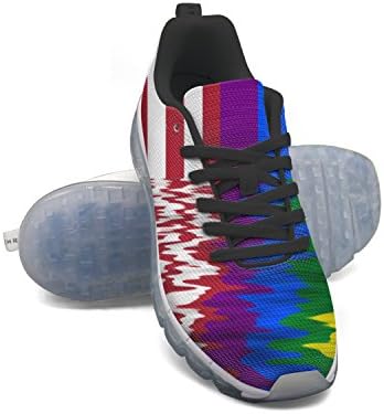 EUUAIR Women's American Rainbow Flag Fitness Air Cushion Shoes Sport Running Walking Sneakers