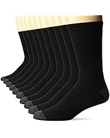 Amazon Essentials Men's 10-Pack Cotton Lightly Cushioned Crew Socks, Black, Shoe Size: 12-16
