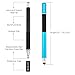 Stylus Pen, Evolva Future Technology Styli with Extra Long Expectancy Infinite Renewable Capacitive Spring Disc and Replacement Fiber Tip (2 x Stylus with Spring Connection – black + blue)