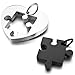 INBLUE Stainless Steel His & Her Jigsaw Puzzle Heart Pendant Necklace with 20 and 23-Inch Chain, Silver & Black