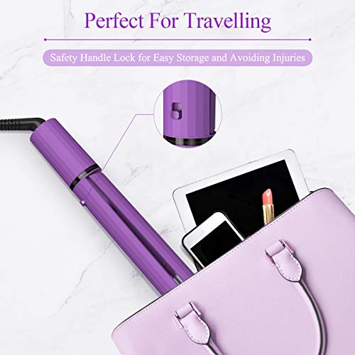 Ovonni 2 in 1 Hair Straightener & Curler, Dual Voltage 1 Inch Ceramic Tourmaline Ionic Flat Iron, Professional Instant Heat Up Rotating Adjustable Temperature Curling Iron Straightener (Purple) - Thumbnail 6