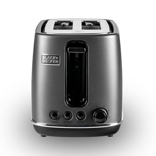 BLACK+DECKER Premium 2 Slice Stainless Steel Toaster – Defrost, Reheat, Cancel Buttons with LED | Extra Wide Dual Slots, 6-Level Browning Control, Removable Crumb Tray, 1050W Power | SSET225-B5