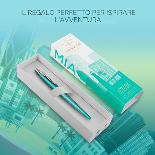 Jotter Penna a sfera | Edizione speciale | Miami Turquoise con puntale cromato | Punta media | Inchiostro blu | Confezione regalo