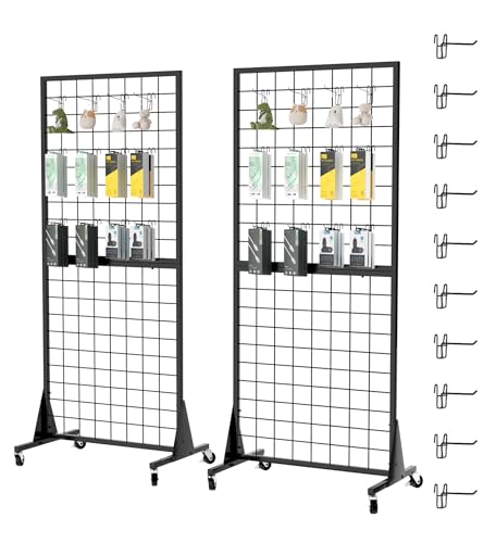 DEYEGELEA 2 x 120 x 160 cm Retail Display Rack, Heavy Duty Display Stands with Triangular Base with Hooks Included, for Retail Shop, Professional Salon