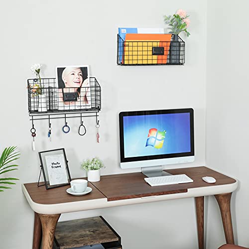 Extra Large Wire Basket Desk Organizer with Adjustable Divider and Tag Slot by Xcosrack , Wall