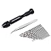 AUTOTOOLHOME Precision Pin Vise Hand Drill with 25pcs Micro Twist Drill Bits Set 1pc Tweezers Rotary Tool mini Drill for Drill Press Vise Wood, Jewelry, Plastic Resin etc (0.5-3.0mm) primary