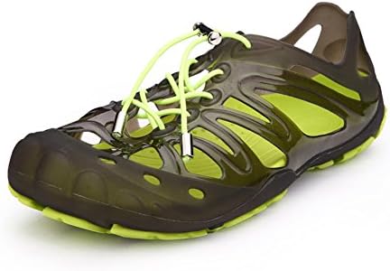 Xiujanet Mens Aqua Water Shoes Beach Sandals (US10, Transparent Black)