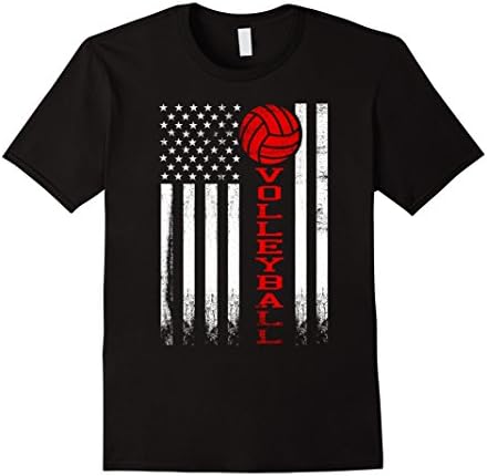 Mens American flag volleyball shirt for girls, boys, men &amp; women Medium Black