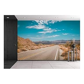 Beautiful Blue Sky with Asphalt Highways Road in Rural Scene - Removable Wall Mural | Self-Adhesive Large Wallpaper - 66x96 inches