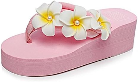 Women Fashion Summer Beach Hawaiian Foam Flower Thick Bottom Slip-Resistant Flip Flop Thong Wedge Breathable Sandal Slipper