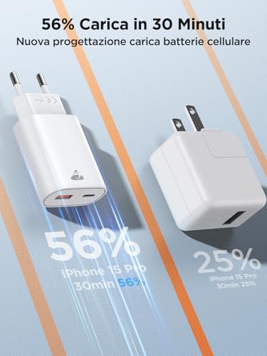 2 Pack USB C Charger, 20 W Quick Charge Socket Plug USB C Power Supply Multiple Charger Batteries Charger for iPhone 16 15 14 13 12 11 Pro Max Samsung S24 S23 iPad Mobile Phone