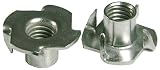 1/4"-20 T Nuts - 4 Prongs - Zinc Plated -for Cabinetry, Rock Climbing Walls, Woodworking, etc. - .25 Dia. - 50 pcs.