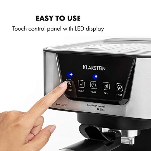 Klarstein 1,5 L Siebträgermaschine für 2 Tasse Kaffee, Mini Espressomaschine mit Milchschäumer, 15 Bar Siebträger… – Bild 4