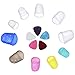 Frienda 15 Pieces Clear and Color Silicone Guitar Fingertip Protectors in 5 Sizes（L/M/S/XS/XXS）and 5 Pieces Guitar Picks (Colors May Vary)