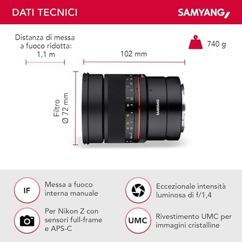 Samyang MF 85mm F1.8 Z Nikon Zaino per il tempo libero, 103 cm, Nero (Schwarz)