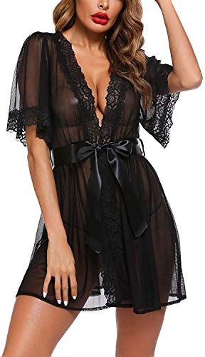 Loalirando-Camicie-da-Notte-con-Cintura-Donna-Lingerie-in-Pizzo-Babydoll-Accappatoio-da-Donna-Abito-da-Notte-Perizoma-Donna-Sexy-Hot