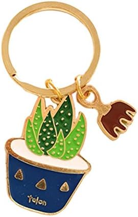 Cute Potted Plants Cactus Shape Keychain Hang Bag Accessories Key Ring (Darkblue)