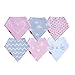 Baby Girl Bandana Bibs (6 Pack) | Bunny Set for Teething and Drool by oak + mini (Pink Gray Rabbit)