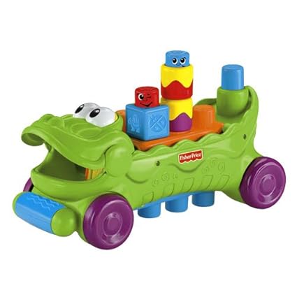 Mattel T Fisher Price Cocodrilo musical con ruedas y piezas de apilar